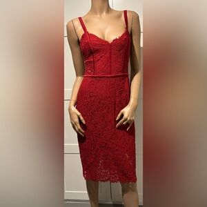 Express Vibrant Red Lace Dress Size 4
